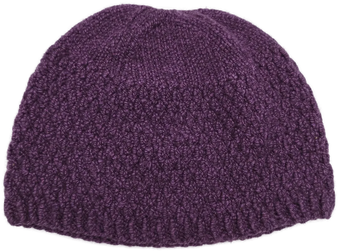 Gehäkelte Winter-Mütze violett - Bild 1
