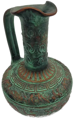 Antiker griechischer Terrakotta-Krug mit schwarzem Sockel, seltenes Reliefdekor - Bild 2