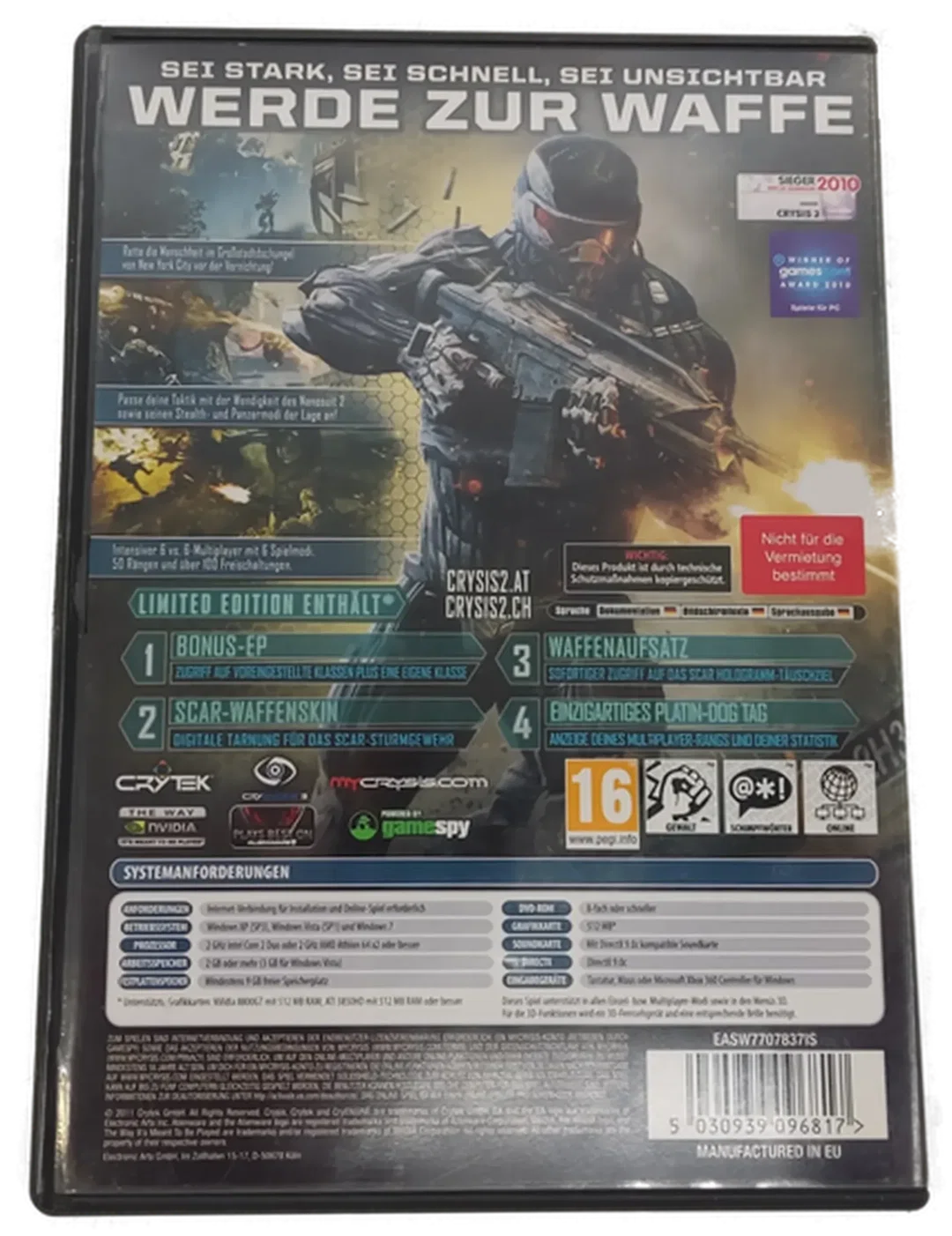 PC Game DVD-ROM Crysis 2 Limited Edition – Bild 3