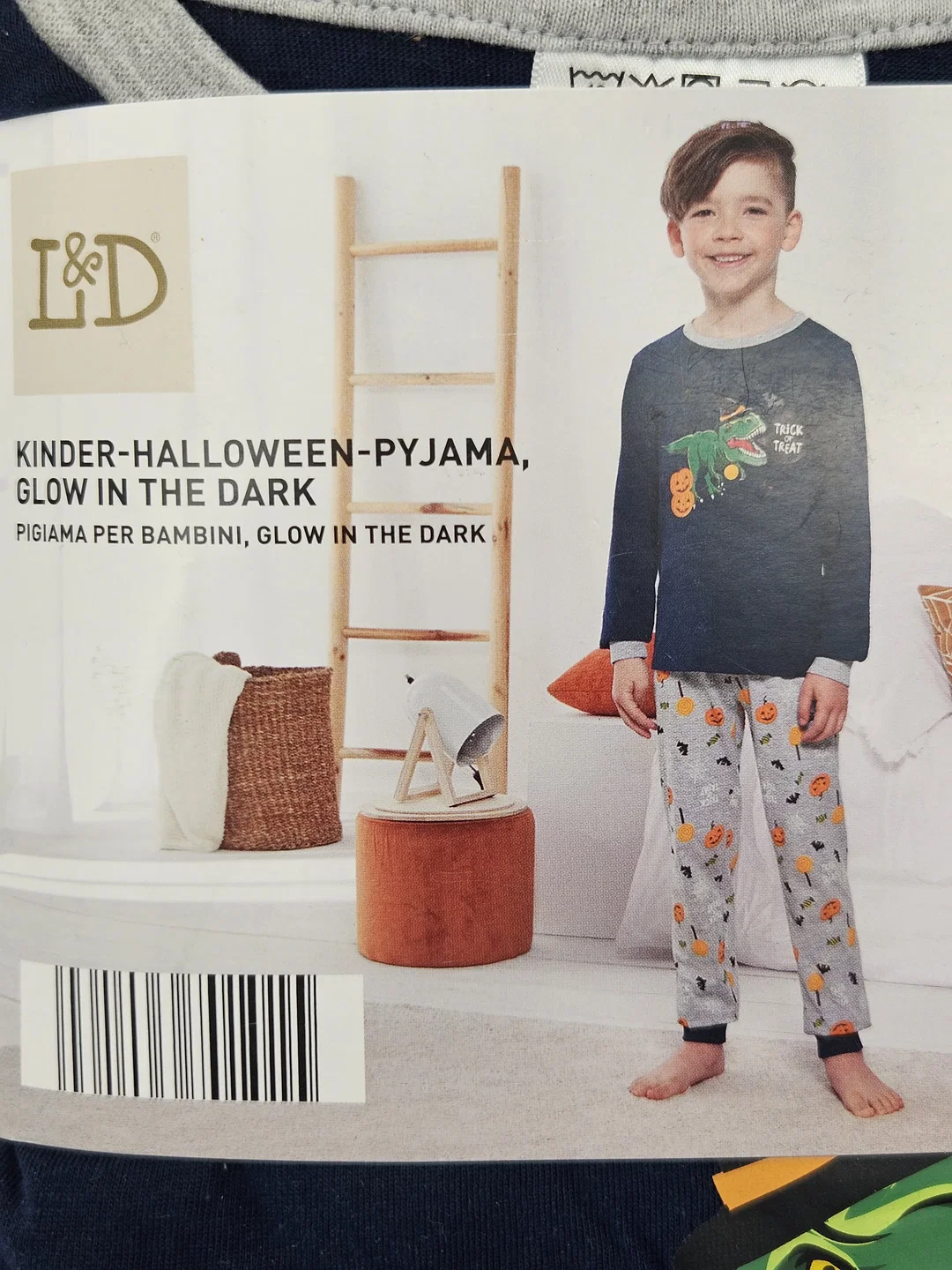 L&D Kinder-Halloween-Pyjama Glow in the Dark #5, blau - Gr- 110/116 – Bild 2