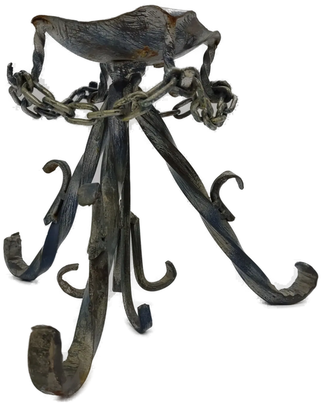 Massiver Rustikaler Kerzenständer aus Metall blau schimmernd 24 cm - Bild 1