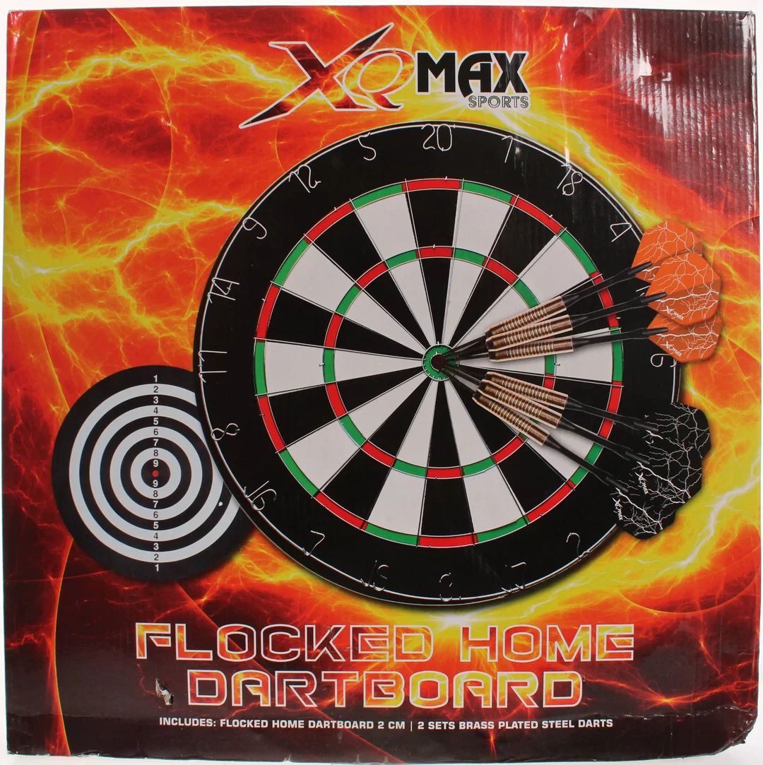 XQ Max Sports Flocked Home Dartboard Set – doppelseitig inkl. 3 Messing-Darts – Bild 5