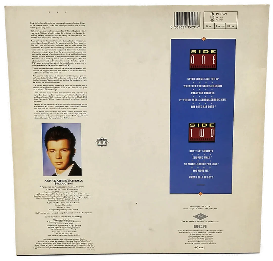 LP Rick Astley - Whenever You Need Somebody (1987) | 80er-Pop – Bild 2