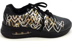 Skechers x JGoldcrown Damensneaker schwarz mit metalic Herzmuster Gr. 39 – Vorschau 6