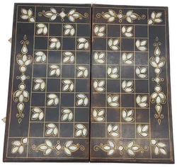 Backgammon Sonstige Messing/Perlmutt (1 Stein fehlt) | Vintage-Charme – Vorschau 9