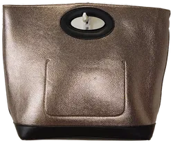 Ital. Edel-Shopper Metallic Silber, Tragegriff und Schulterriemen, kleines Innenfach - Bild 2