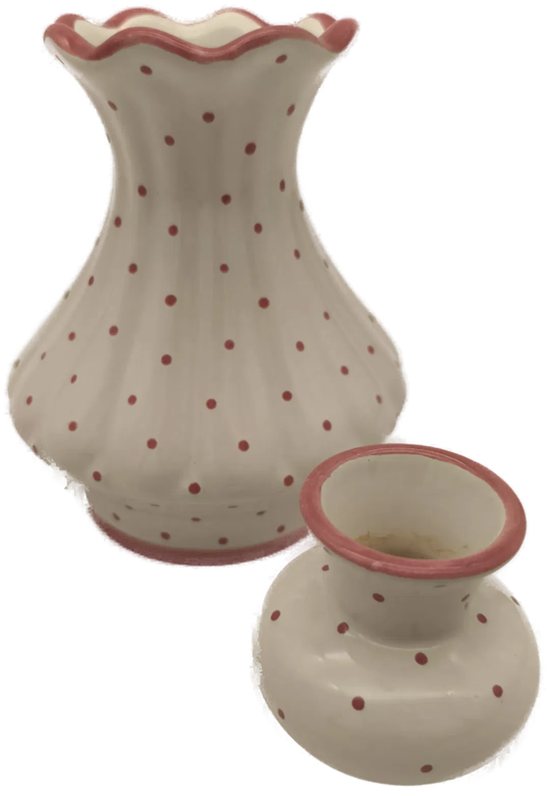 2 Vasen, Gmundner Keramik, rosa Tupfen - Bild 1