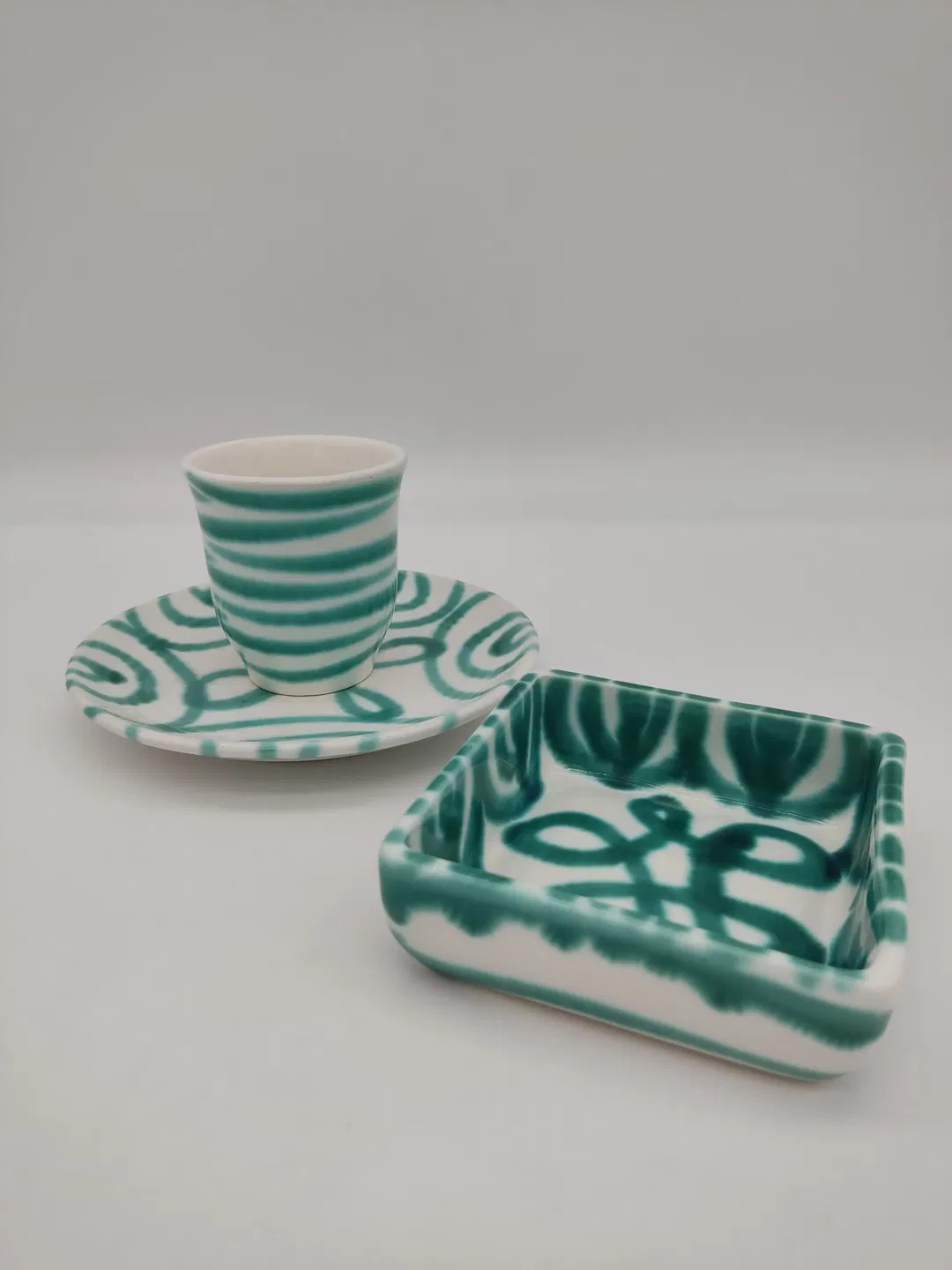 Gmundner Keramik - Kleines Set grüngeflammt, 3-teilig - Bild 4