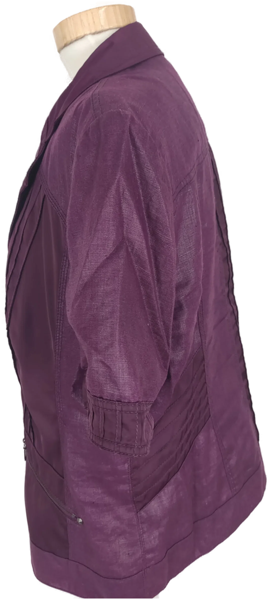Jacke "Bonita", kurzarm mit Kragen, lila mit Taschen, Größe 44 – Bild 2