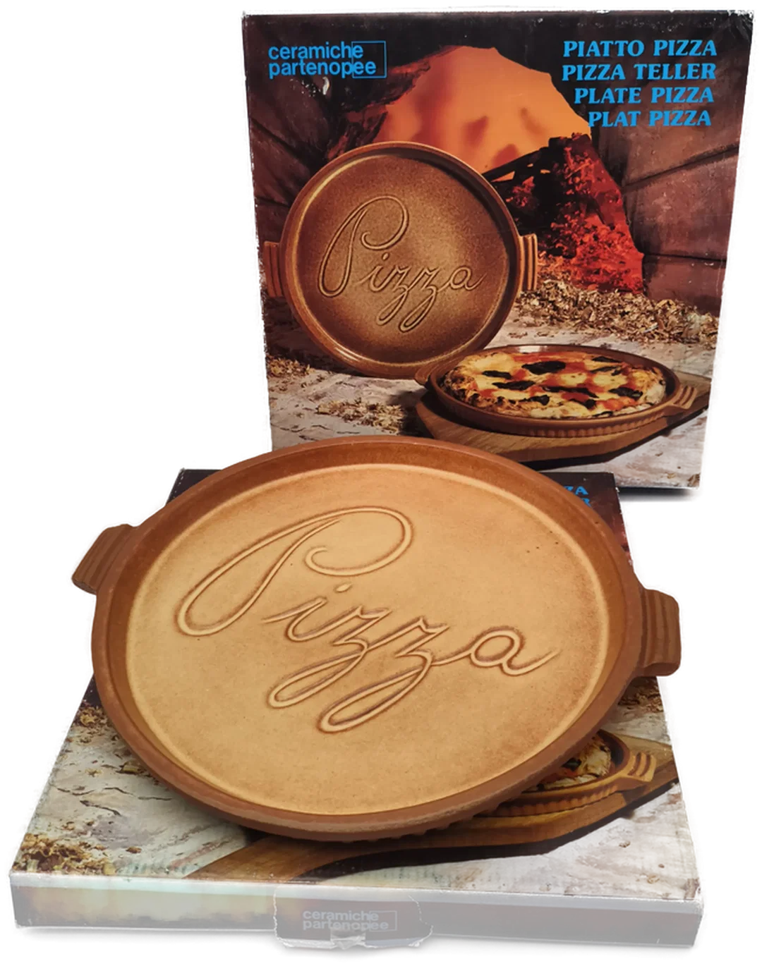 2 Stk. Pizzateller, 70er, Vintage, Ton - Bild 1