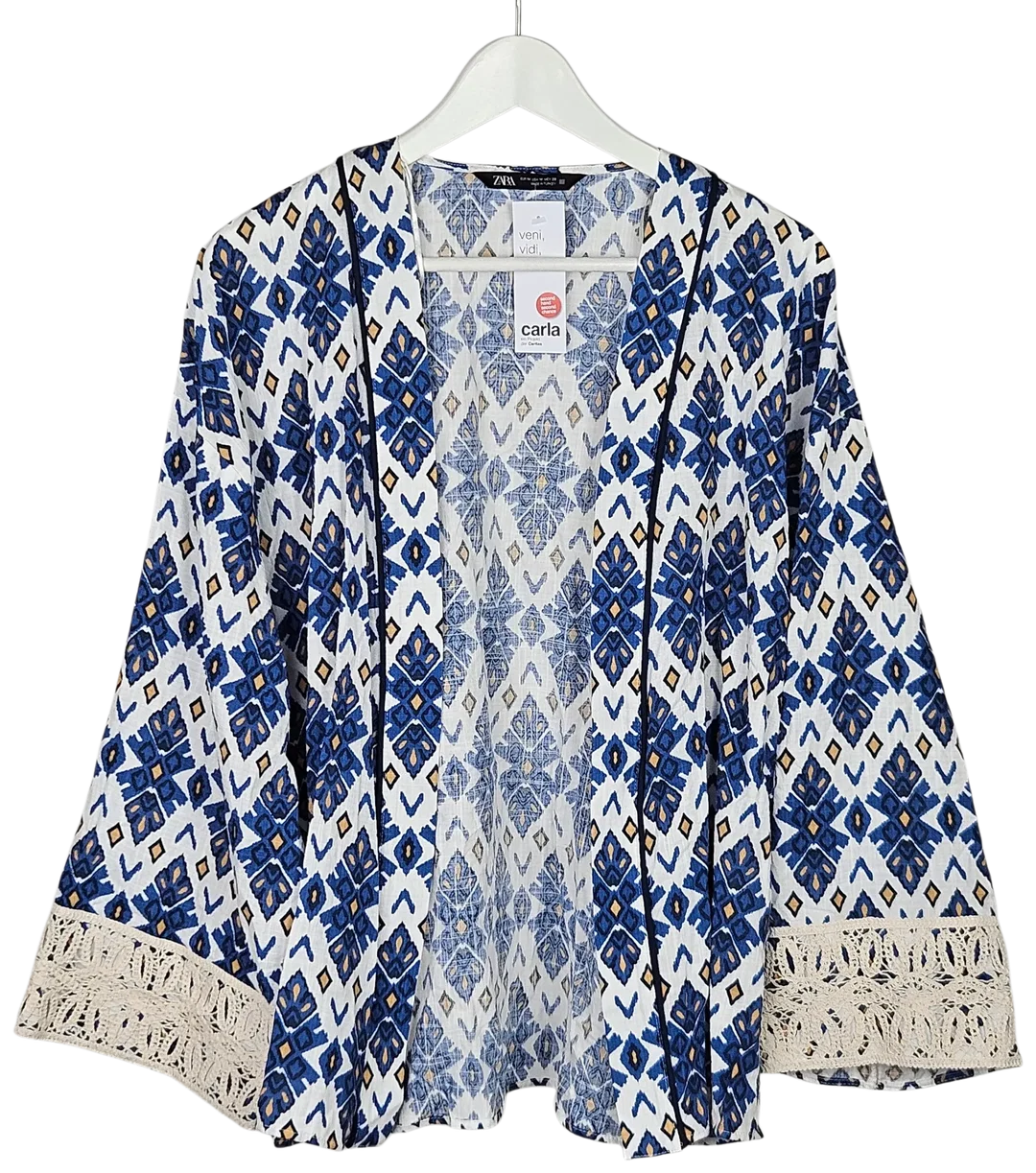 ZARA Damen Bluse, blau/weiß - Gr. M  - Bild 1