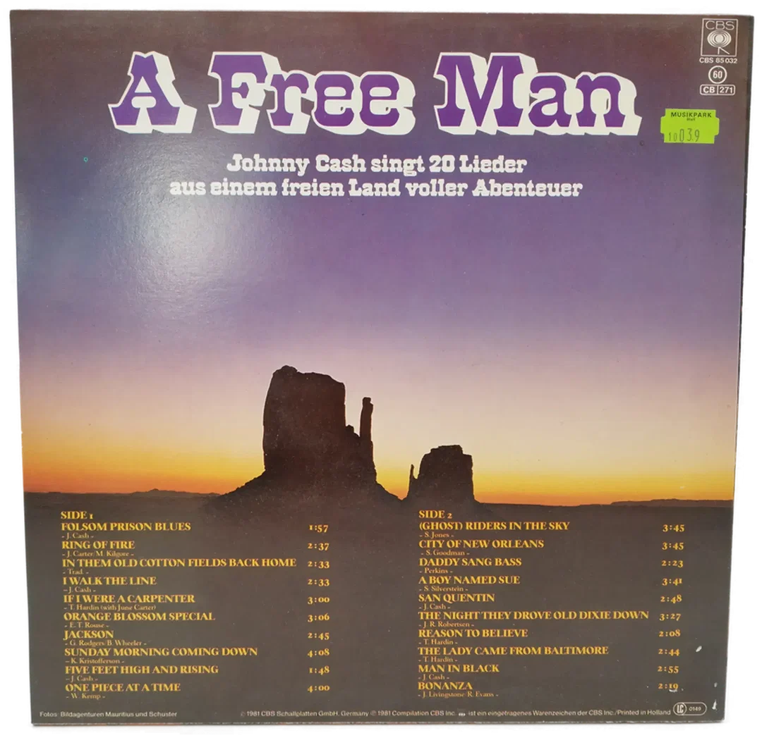 LP Johnny Cash A Free Man (1981) | Country-Klassiker – Bild 2