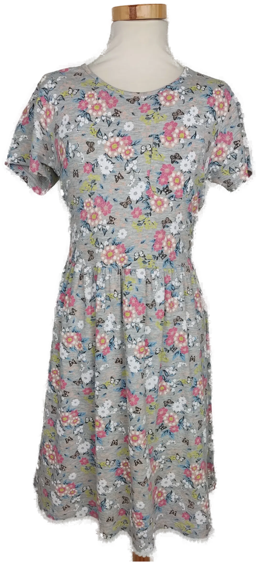 YFK Kinderkleid grau/rosa/weiß geblümt - 170/176 - Bild 4