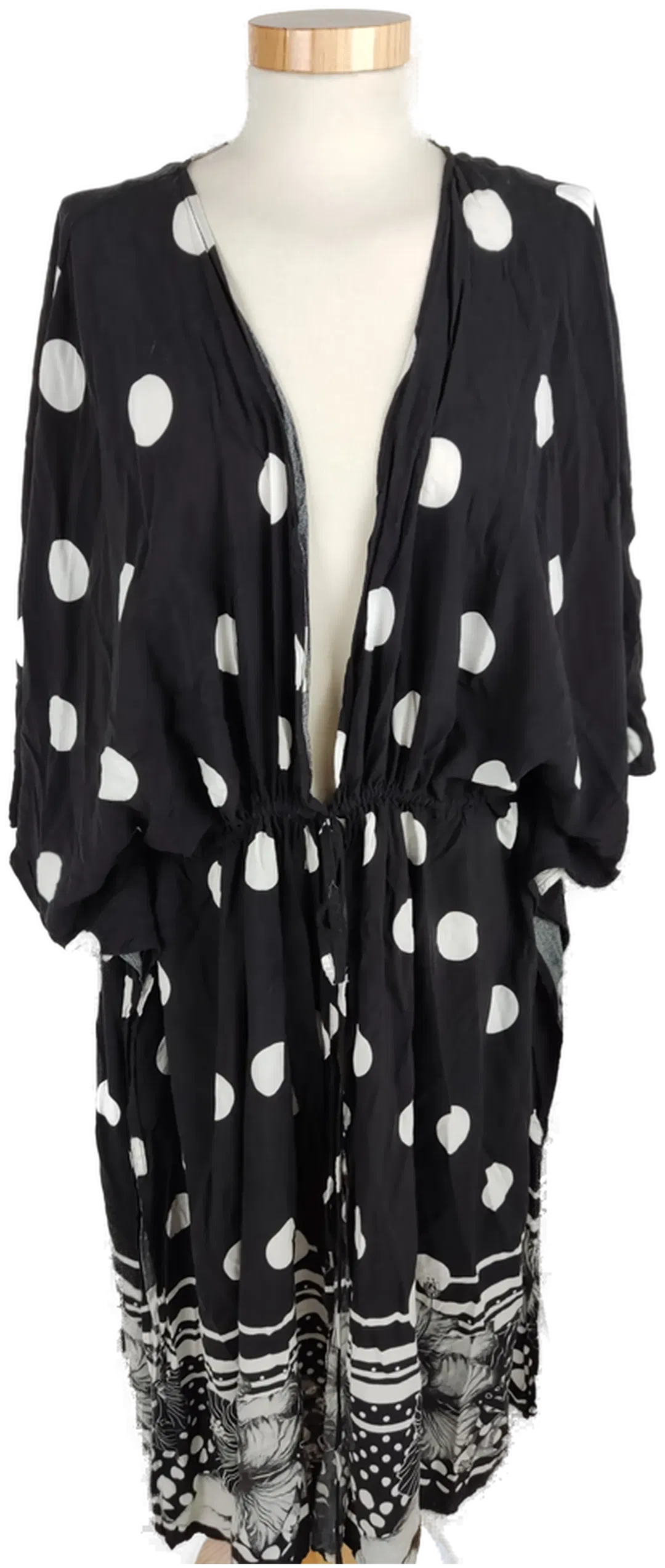 Ulla Popken Strandkleid, schwarz/weiß gepunktet, Größe XXL (geschätzt), Viskose - Bild 1