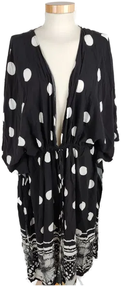 Ulla Popken Strandkleid, schwarz/weiß gepunktet, Größe XXL (geschätzt), Viskose - Bild 1