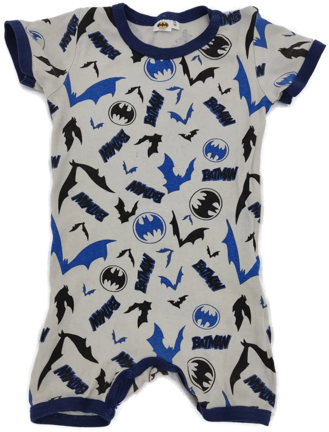 Bodys 2 tlg., "BATMAN", kurzarm mit Rundhalsausschnitt, blau mit Aufdruck und kurzem Bein, Größe 74/80 – Bild 3