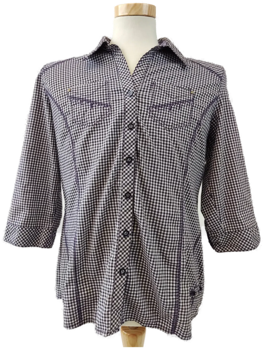 CECIL Herren Hemd Kurzarm weiß, violett, kariert - Gr. L - Bild 4