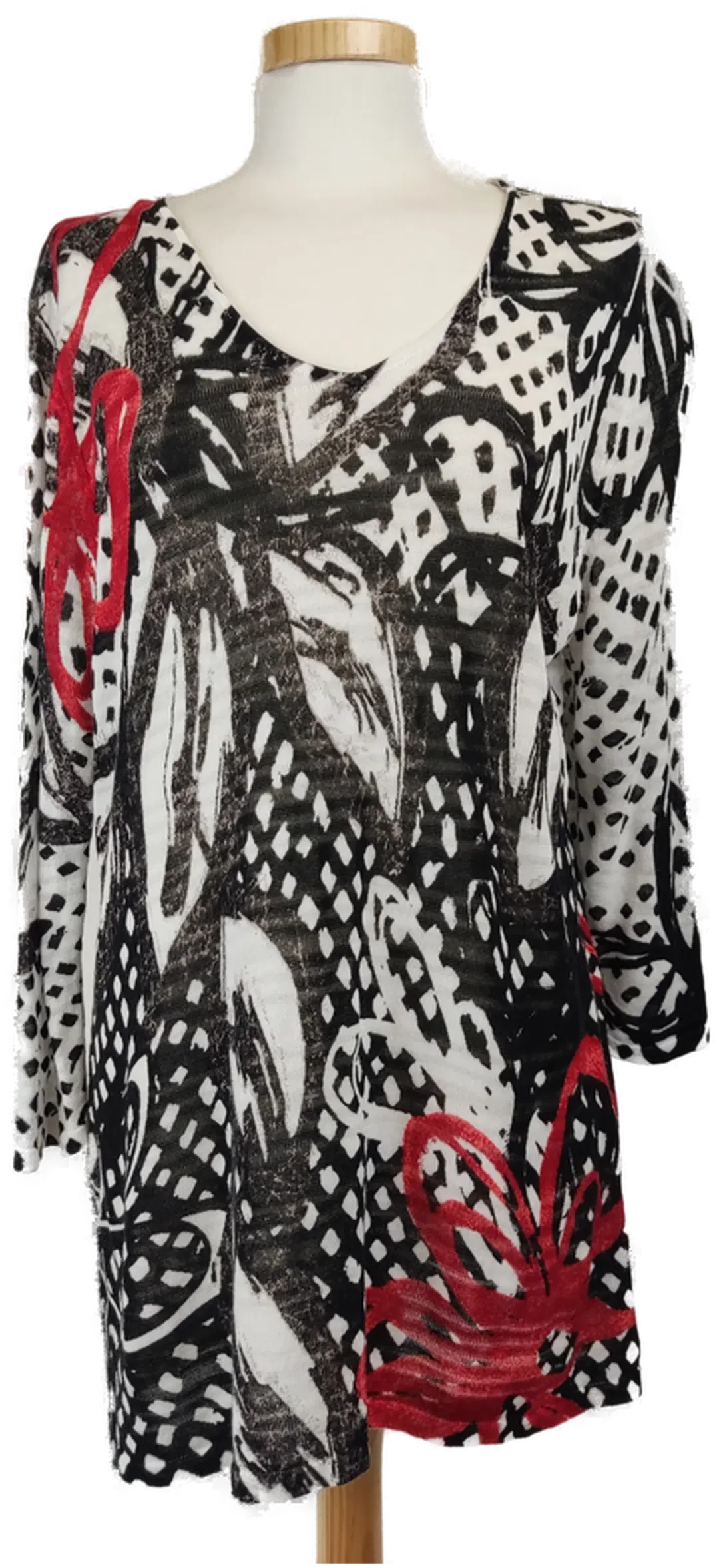 Gerry Weber Damen Pullover schwarz, weiß, rot gemustert/ L/ 40 - Bild 1