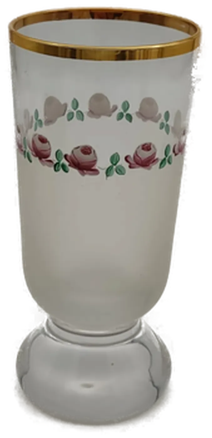 Böhmische Fussbecher / Teegläser mit Emaille-Malerei – Bild 4