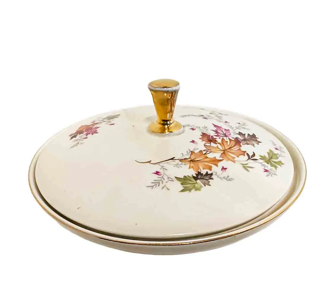 Eschenbach Porzellan Dose mit Deckel Herbstlaub Gold – Bild 1