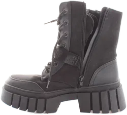 Schuhe Damen Boots Schwarz Gr. 38 | Schnürboots mit Reißverschluss | Plateau | sehr gut - Bild 3