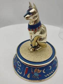 'The sacred  bast cat' Porzellan mit Glaskuppel & Zertifikat von Franklin Mint | Ägyptischer Schatz - Bild 11