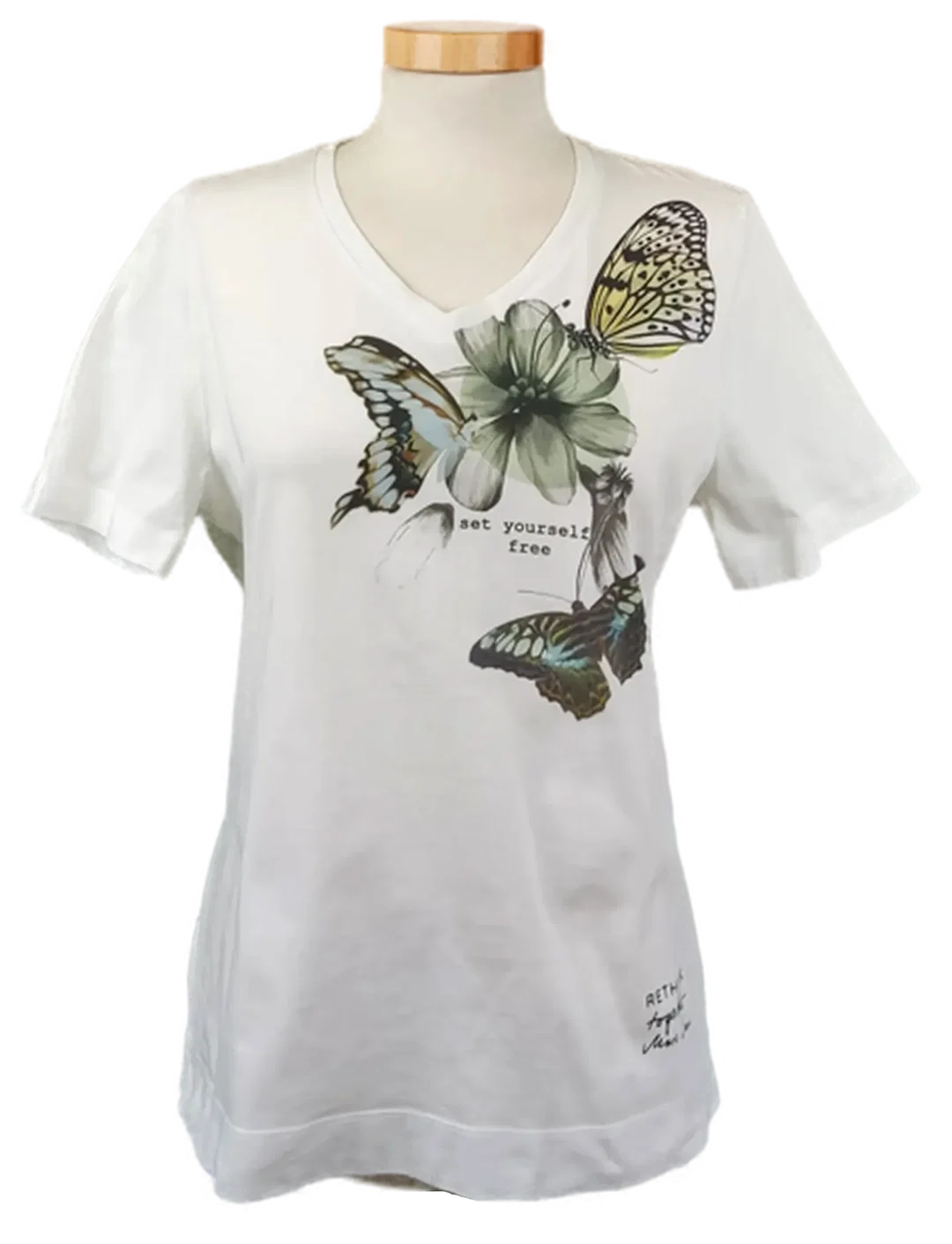 Marc Cain Damen T-Shirt weiß gemustert Gr. M - Bild 4