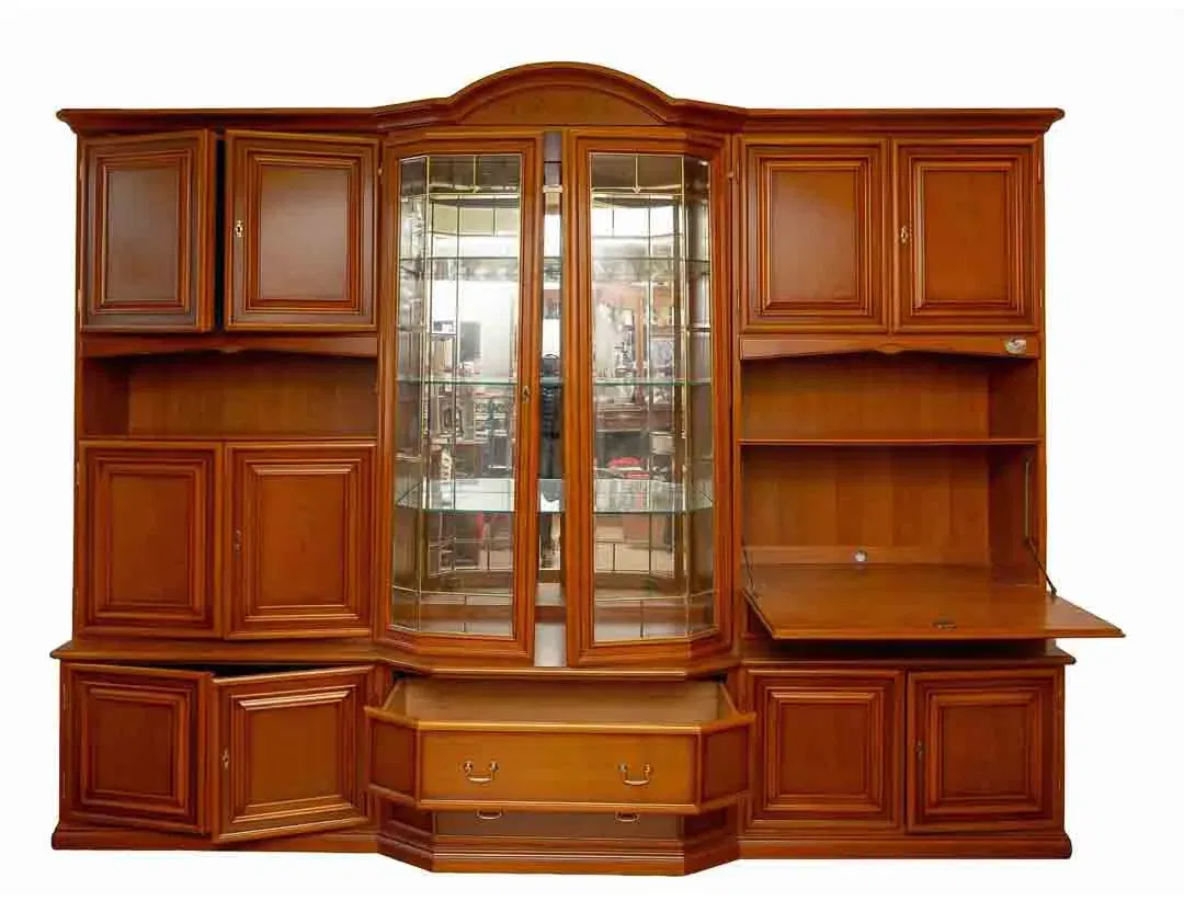 XXL Wohnwand, Kirschbaum-Optik, Vitrine & Sekretär-Fach, 3-teilig - Bild 4