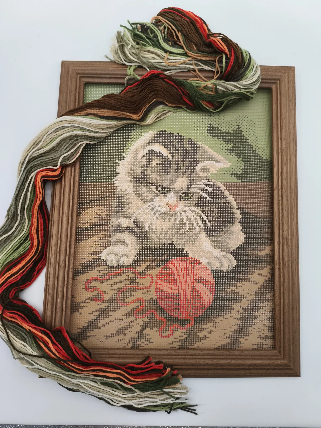 Gobelin Stickset mit Echtholzrahmen, Katze - Bild 1