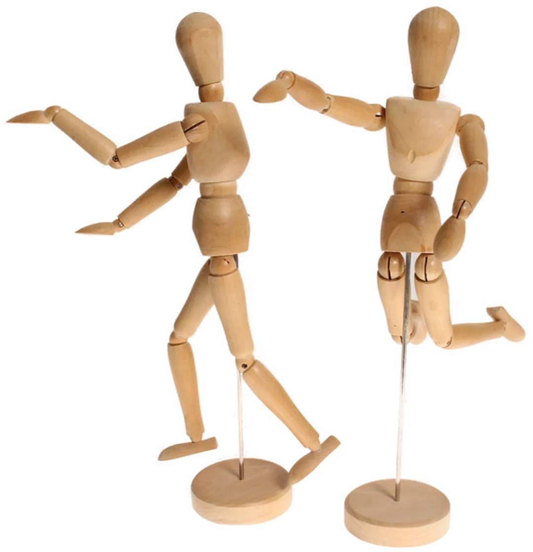  2 Stk. Holz-Gliederpuppen ca. 35 cm | Künstlerpuppen | Bewegliche Gelenke - Bild 1
