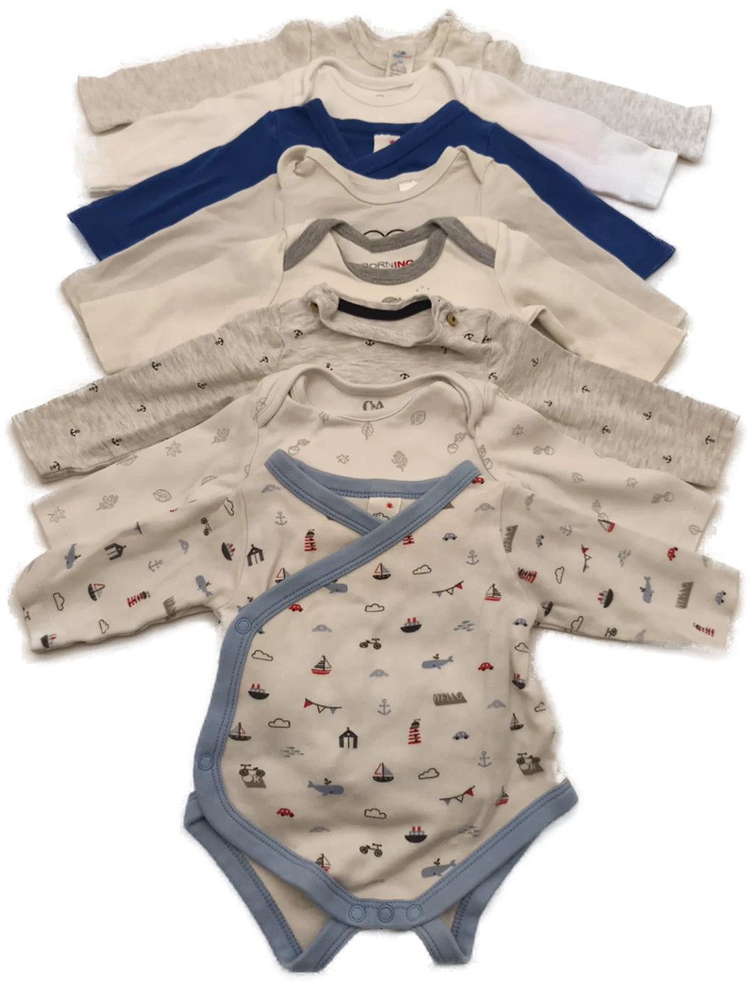 8 Stk. Langarmbody Baby, Gr. 50/56 – Bild 1