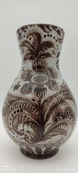 Keramik Vase mit Blumendekor - Bild 2