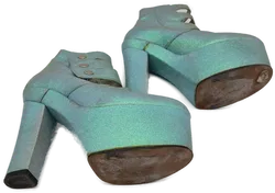 El Dantes Vintage Damen Glitter Plateau-Boots, türkis - Gr. 39 - Bild 4