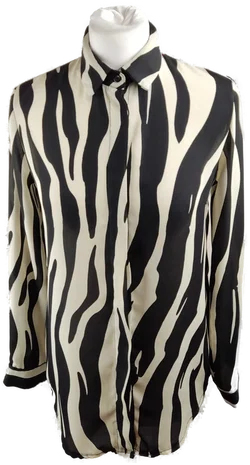 Damenhemd Größe S/36 Schwarz-Creme Gestreift | Retro-Charme