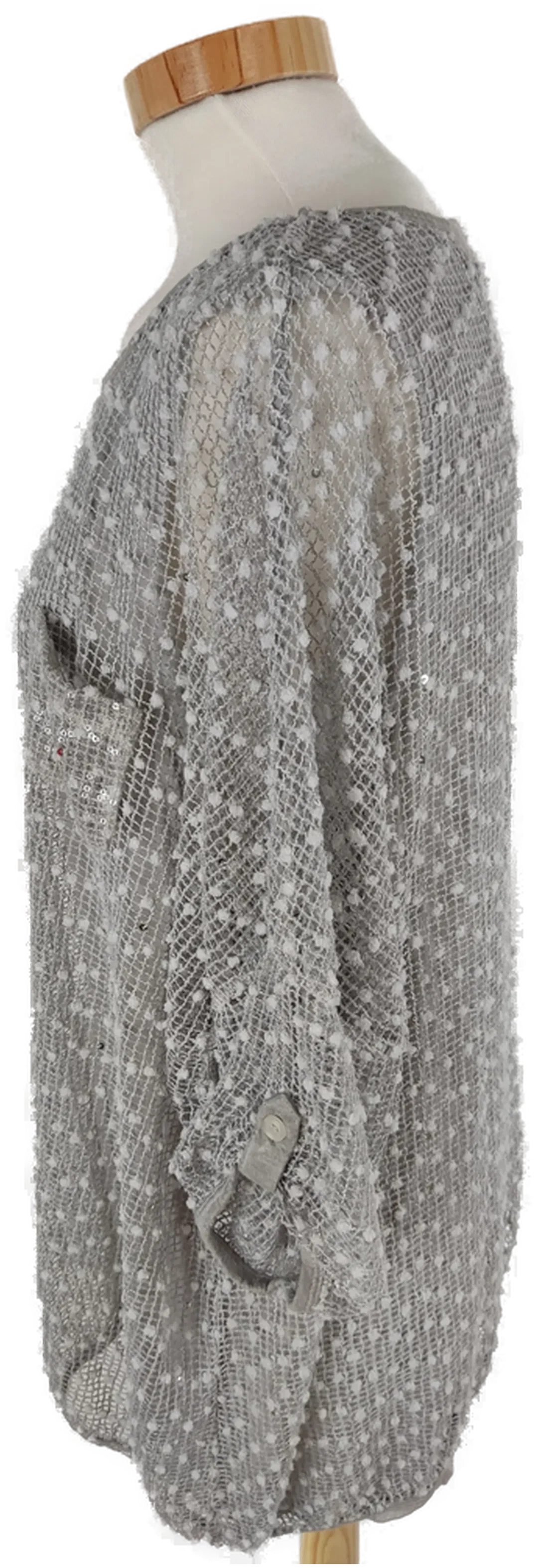 T-Shirt von "Canda", dreiviertelarm mit Rundhalsausschnitt, hellgrau, Größe XL – Bild 2
