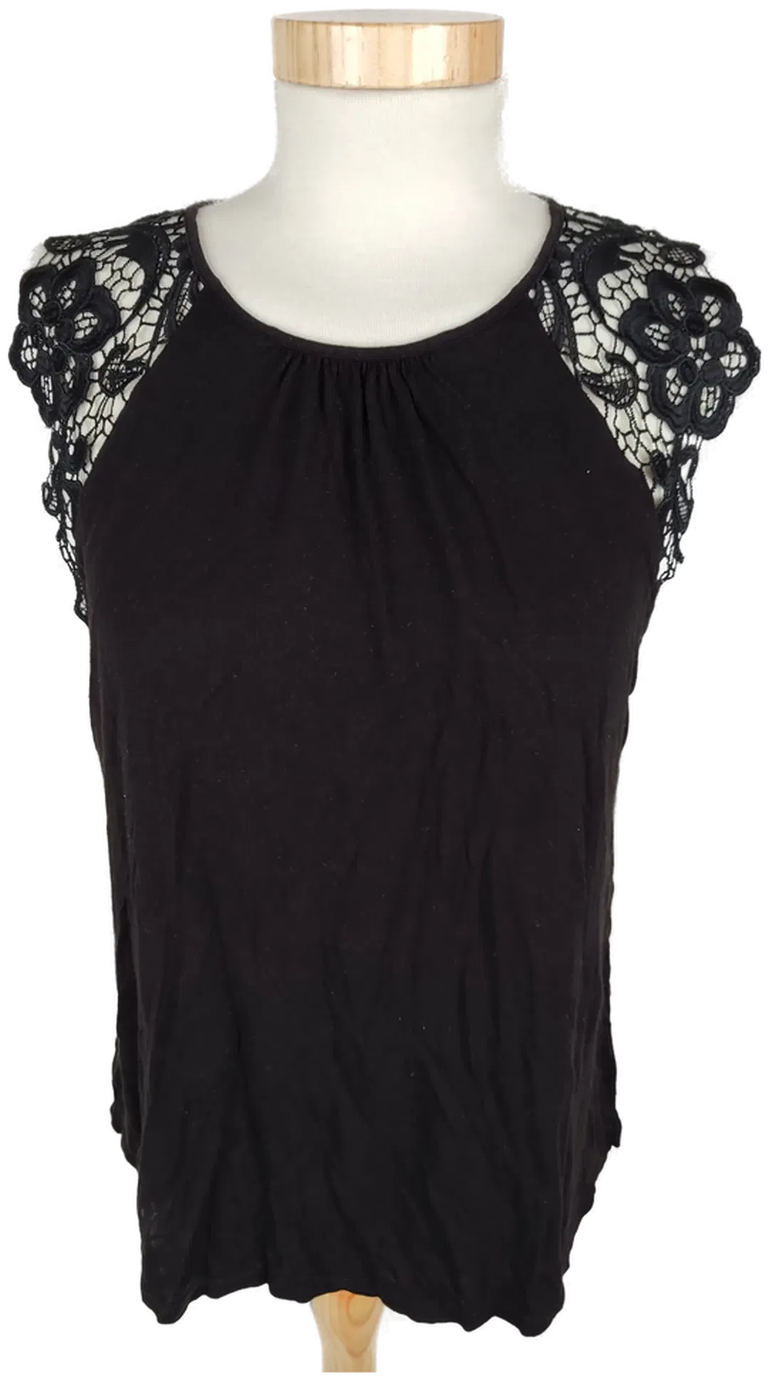 H&M Damen Top mit Spitze, schwarz, Größe M - Bild 1