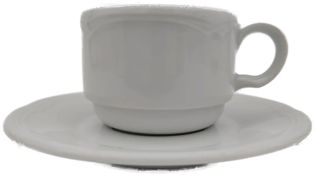 Lilien Porzellan Caroline weiß (Hornig Kaffee) Tasse mit Untertasse – Bild 3
