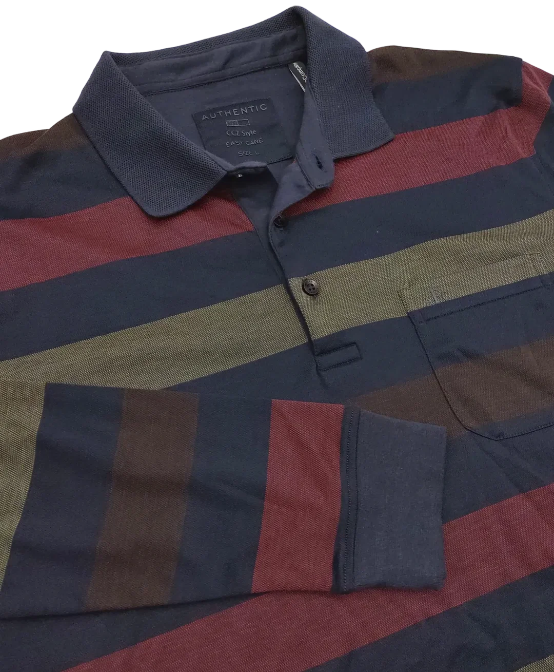 Authentic Style Herren Langarm Polo-Shirt, mehrfarbig - Gr. L  – Bild 3