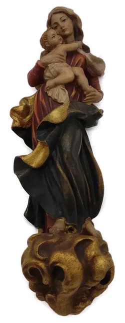 Alte Madonna Skulptur aus Holz zum Aufhängen ca. 30cm - Bild 3