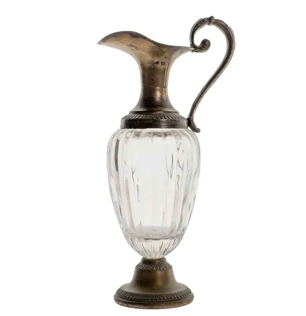 Antike Prunkkaraffe aus Kristallglas mit versilberter Montur 29 cm - Bild 1