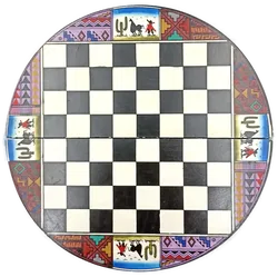 Schachspiel aus Peru handbemalt: Inka gegen Spanier – Klappbares Holzbrett - Bild 2
