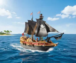 Playmobil Piratenschiff Nr. 6678 | mit Floß | 9 Figuren | 3 Kanonen | Ankerfunktion - Bild 1