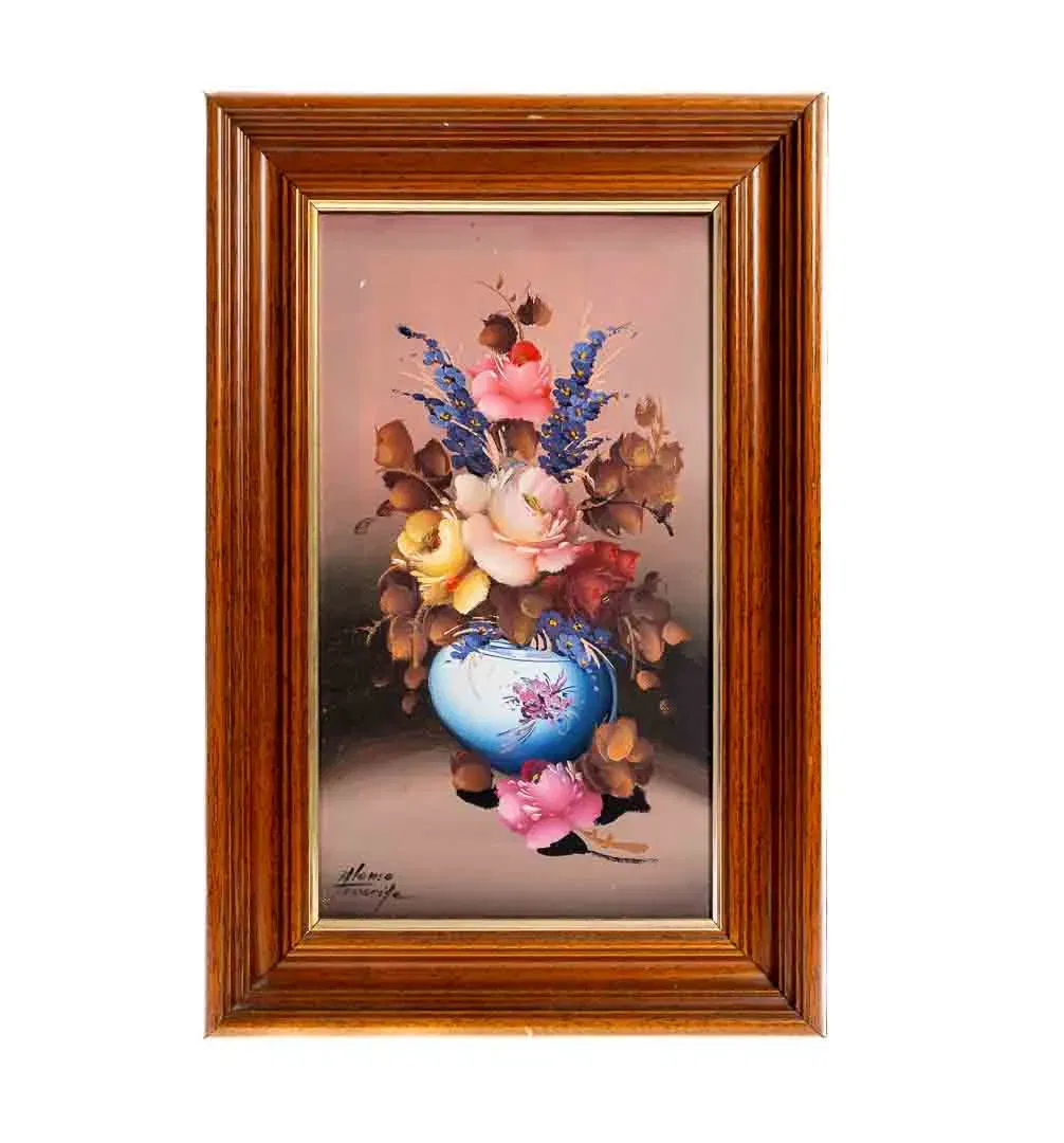Bild Alfonso Tenerife Blumenstillleben im Holzrahmen, signiert, Vintage Wandbild - Bild 4