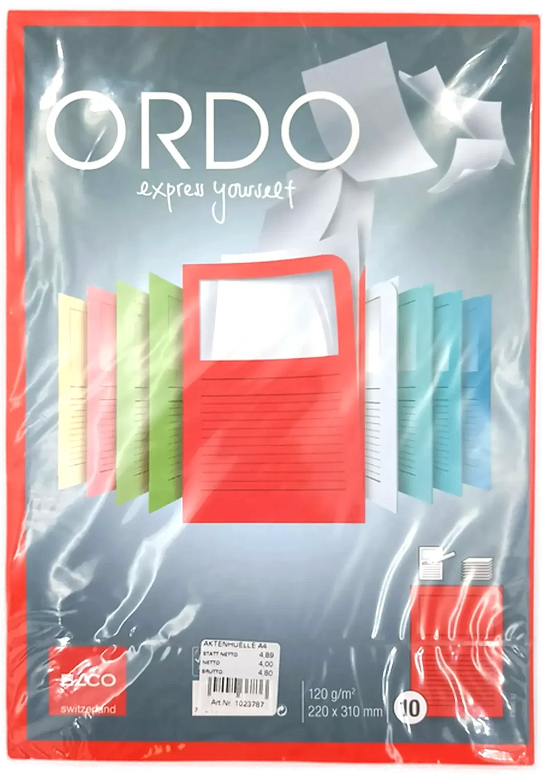 ORDO Organisationsmappen  mit Sichtfenster rot 10 Stk. A4 - Bild 1