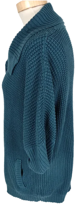 Weste "Outfit Classic", kurzarm mit Kragen, petrol, gestrickt, Größe 52 – Vorschau 3