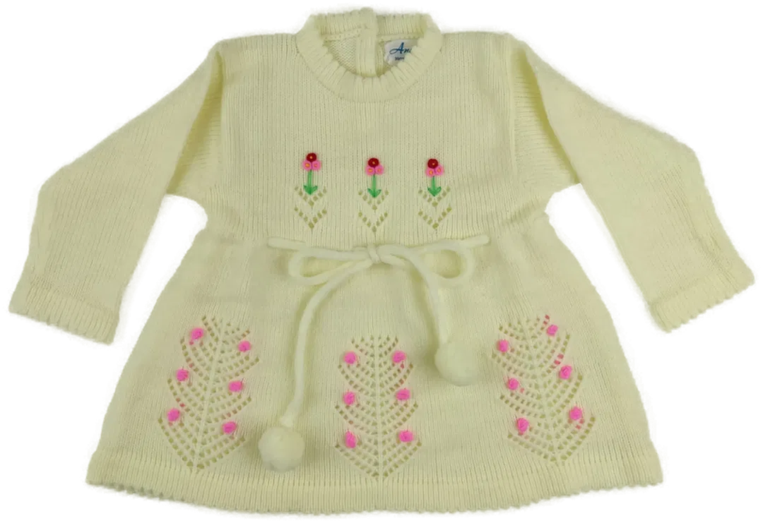 Vintage Angel - Baby Strickkleid mit Stickerei, zitronengelb - Bild 3