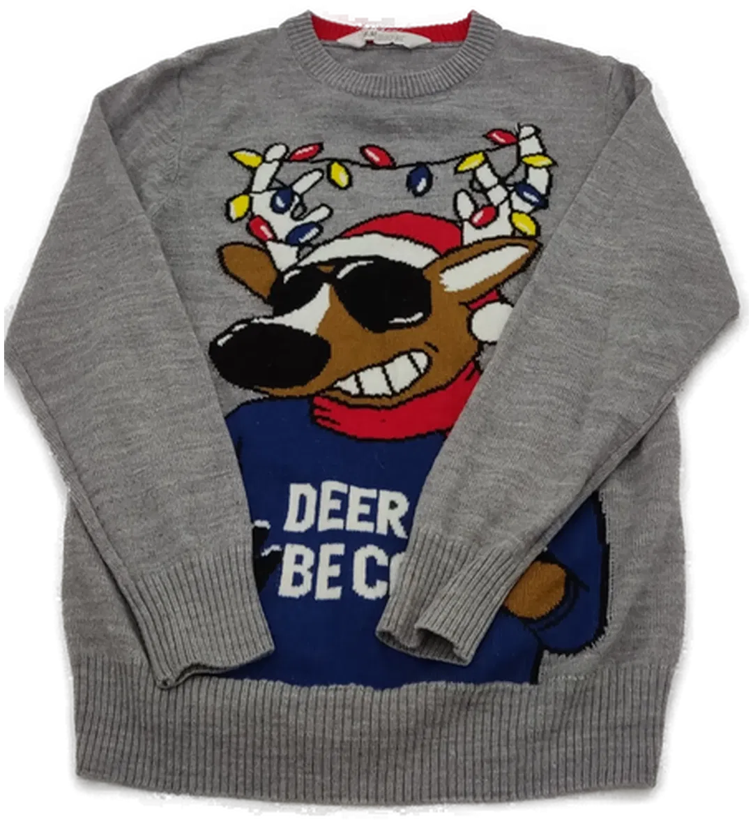 Weihnachtspullover Kinder grau Gr. 134/140 - Bild 1