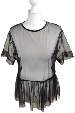 Zara Damen-Oberteil Transparent Schwarz | Abendmode