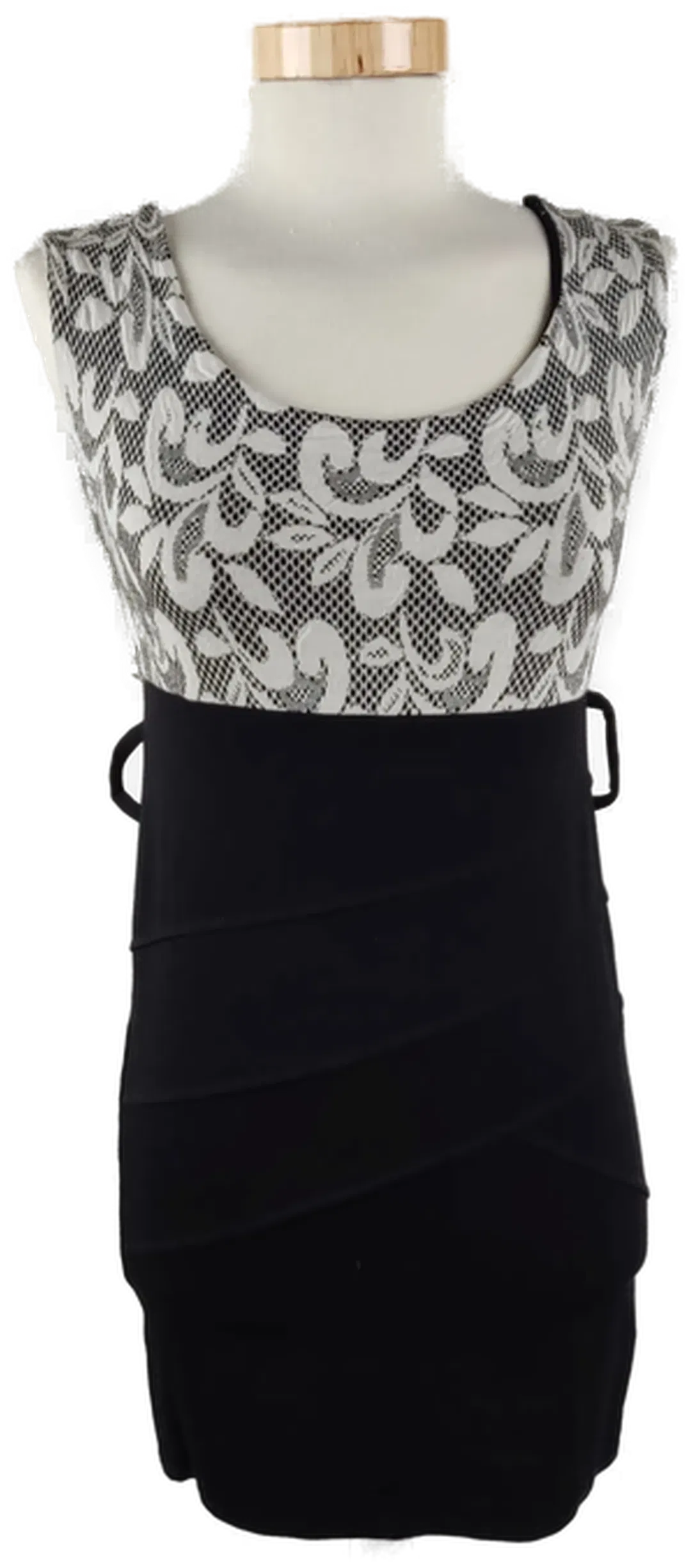 Damen Minikleid Schwarz, ärmellos mit gemustertem Oberteil (ohne Gürtel), Gr. M - Bild 1