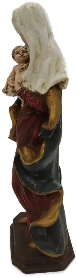Madonna mit Kind / Marienstatue aus Holz handbemalt Höhe 46cm - Bild 2